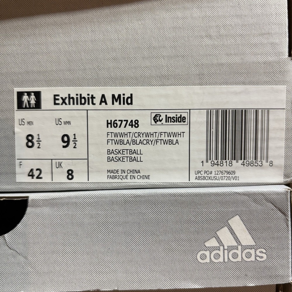 Adidas Exhibit A Mid Mens 8.5 White Crystal Basketball Shoes Sneakers NEW NIB - Picture 10 of 10